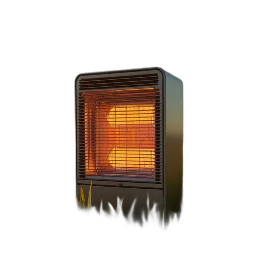3d render, fire, energy, heater, front, grassy, field transparent PNG cut-out
