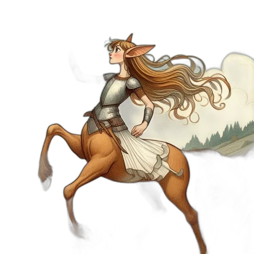 dragon, concept art, fantasy art, watercolor, comic book art, earth tones, female, elf transparent PNG cut-out