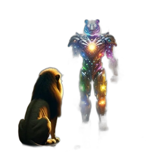 robot, animal, creature, staff, concept art, 3d render, pixel art, fantasy art transparent PNG cut-out
