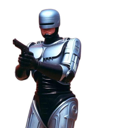 robot, weapon, concept art, 3d render, comic book art, cyberpunk, bustling, town transparent PNG cut-out