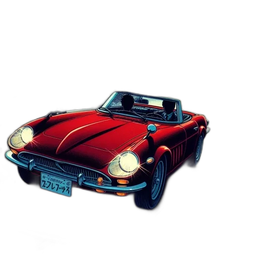 car, photorealistic, concept art, 3d render, pixel art, red, convertible, drives transparent PNG cut-out