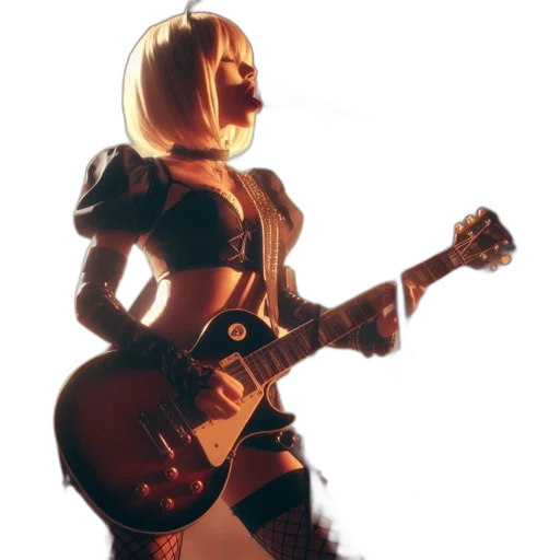 robot, concept art, 3d render, female, singer, performs, onstage, illuminated transparent PNG cut-out