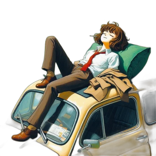car, jacket, robot, furniture, concept art, watercolor, anime, cartoon transparent PNG cut-out