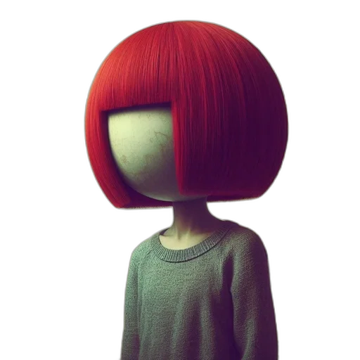 mask, robot, hat, hair, 3d render, concept art, photorealistic, fantasy art transparent PNG cut-out