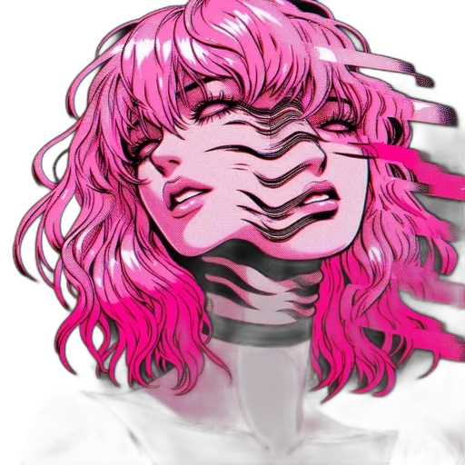 mask, face, creature, hair, vaporwave, cyberpunk, anime, concept art transparent PNG cut-out