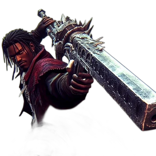 sword, weapon, staff, concept art, fantasy art, photorealistic, 3d render, man transparent PNG cut-out