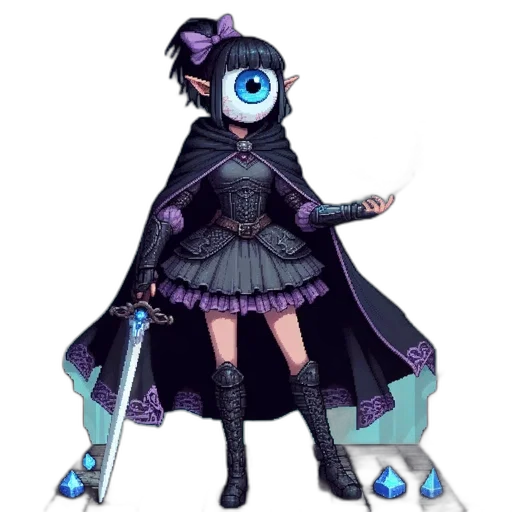 staff, dress, mask, robot, concept art, fantasy art, pixel art, 3d render transparent PNG cut-out