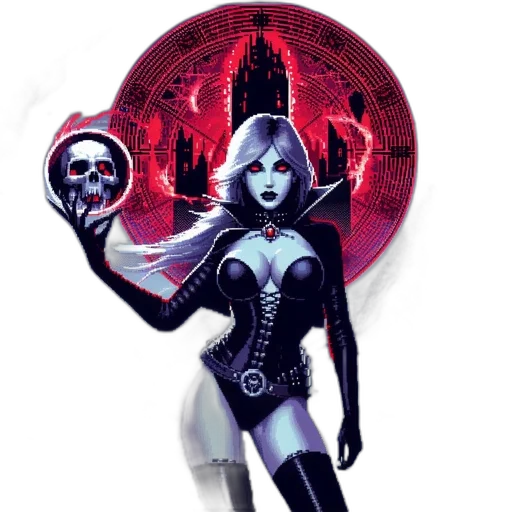 comic book art, fantasy art, concept art, pixel art, dark, ethereal, scene, features transparent PNG cut-out