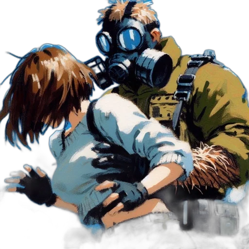 mask, jacket, weapon, concept art, cyberpunk, comic book art, watercolor, fog transparent PNG cut-out