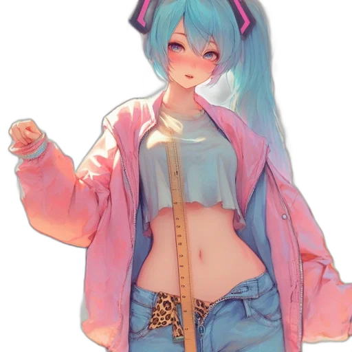 jacket, robot, dress, staff, anime, vaporwave, pixel art, concept art transparent PNG cut-out