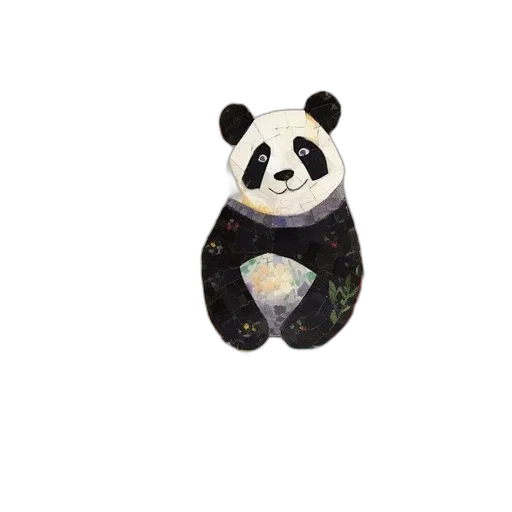 3d render, pixel art, concept art, outer space, monochrome, panda, sits, amidst transparent PNG cut-out