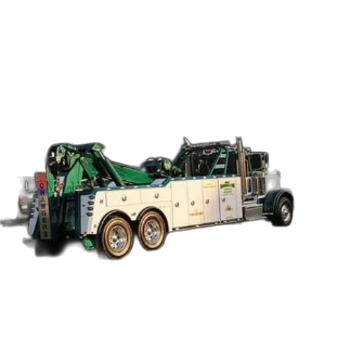 car, robot, 3d render, tow, truck, green, white, accents transparent PNG cut-out