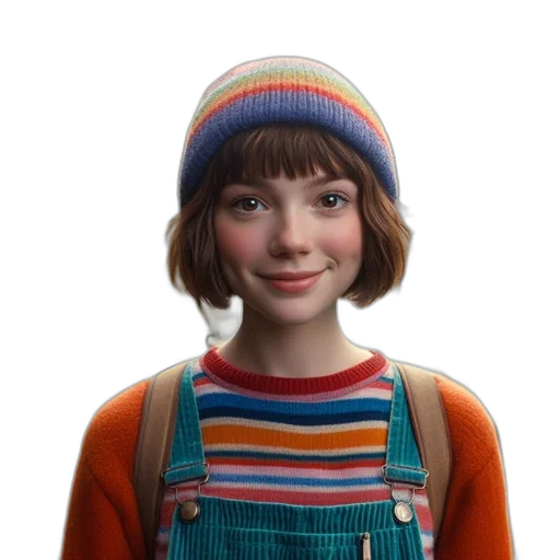 hat, jacket, face, dress, photorealistic, 3d render, concept art, oil painting transparent PNG cut-out