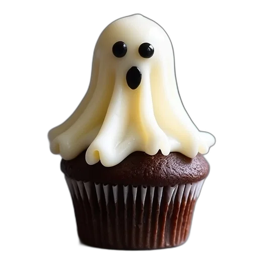 food, ghostly, figure, made, white, icing, black, eyes transparent PNG cut-out