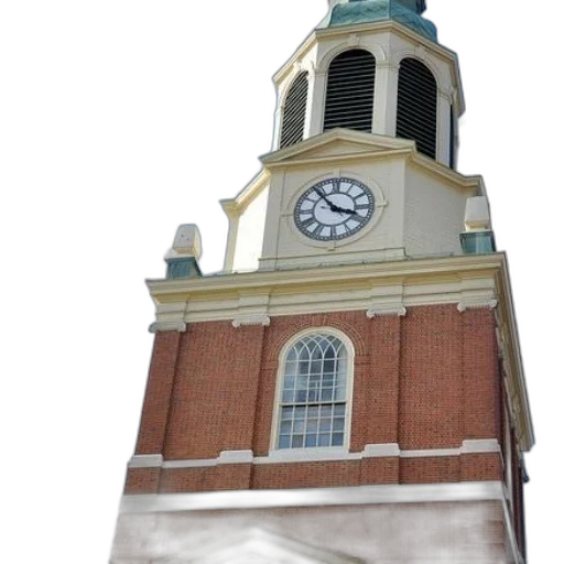 building, 3d render, photorealistic, tall, brick, clock, tower, white transparent PNG cut-out