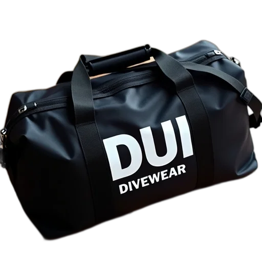 black, duffle, bag, word, dui, white, letters, front transparent PNG cut-out