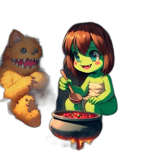 food, creature, staff, mask, pixel art, concept art, 3d render, fantasy art transparent PNG cut-out
