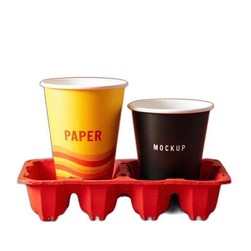 food, 3d render, two, paper, cups, placed, red, egg transparent PNG cut-out