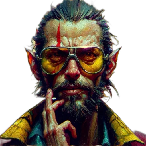 face, jacket, cyberpunk, comic book art transparent PNG cut-out