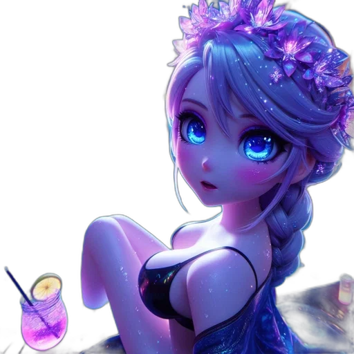 dress, jewelry, crown, fantasy art, photorealistic, concept art, cartoon, neon lights transparent PNG cut-out