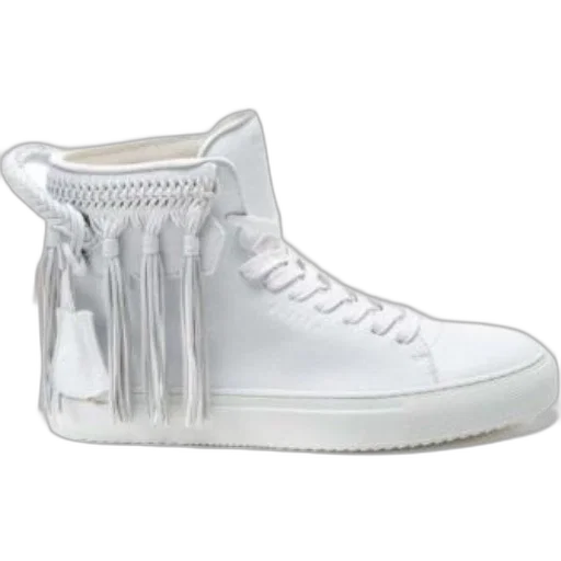 shoes, vaporwave, white, sneaker, tassels, side, featuring, high-top transparent PNG cut-out