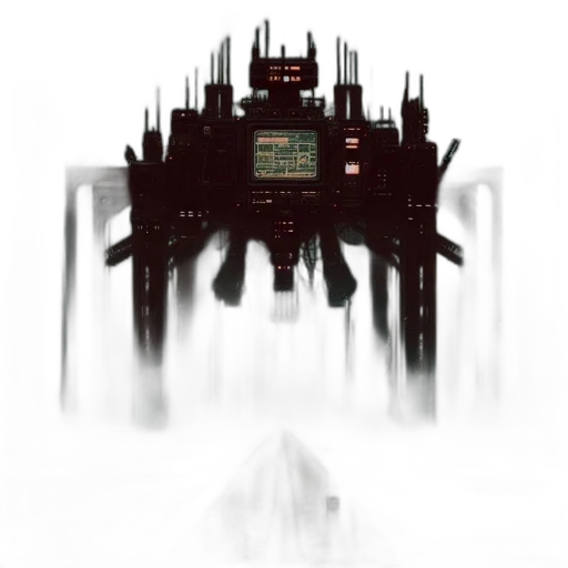 robot, weapon, creature, mask, concept art, cyberpunk, pixel art, 3d render transparent PNG cut-out