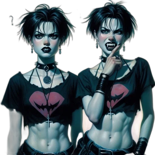 cyberpunk, concept art, comic book art, photorealistic, neon lights, dark, two, identical transparent PNG cut-out