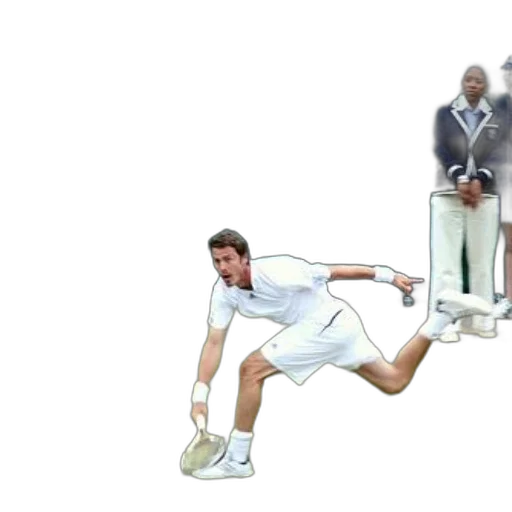 3d render, tennis, player, white, lunging, forward, hit, ball transparent PNG cut-out