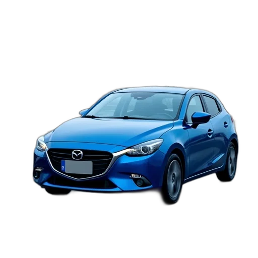 car, photorealistic, 3d render, blue, mazda, micra, hatchback transparent PNG cut-out