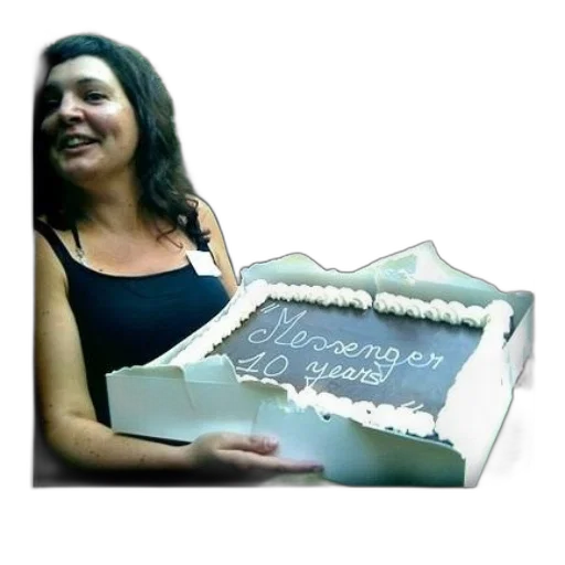 food, staff, 3d render, woman, holds, birthday, cake, words transparent PNG cut-out