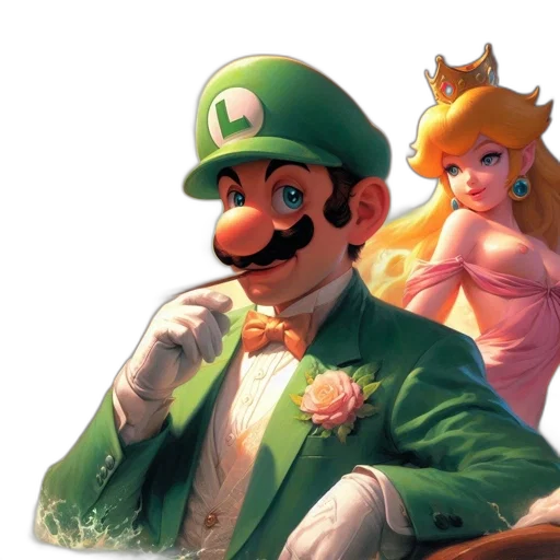 crown, dress, hat, concept art, watercolor, pixel art, 3d render, green transparent PNG cut-out