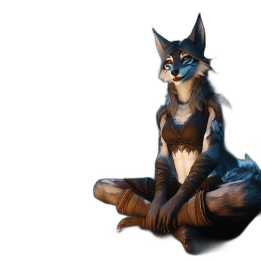 animal, staff, concept art, fantasy art, 3d render, photorealistic, blue, fox-like transparent PNG cut-out