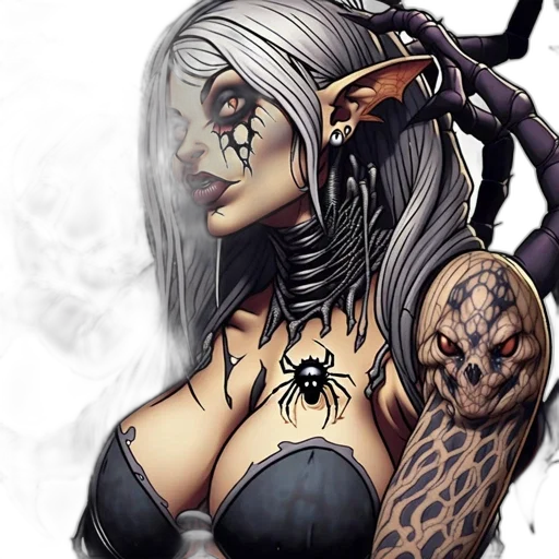 fantasy art, concept art, comic book art, pixel art, dark, fantasy, character, silver transparent PNG cut-out