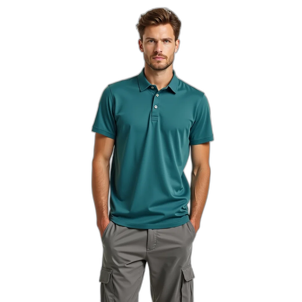 staff, green, earth tones, man, short, hair, wearing, teal transparent PNG cut-out
