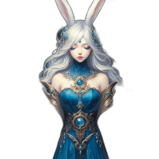 dress, jewelry, fantasy art, concept art, pixel art, 3d render, blue, pastel transparent PNG cut-out
