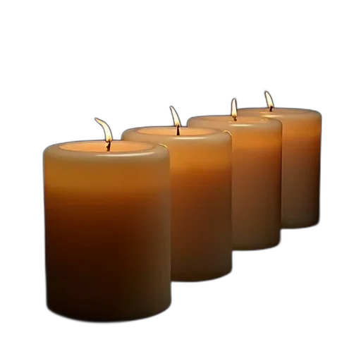furniture, staff, 3d render, fire, earth tones, row, unlit, candles transparent PNG cut-out