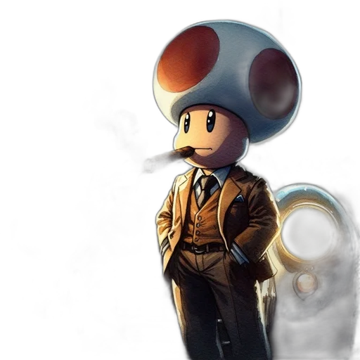 hat, concept art, 3d render, pixel art, comic book art, toad, mario, universe transparent PNG cut-out