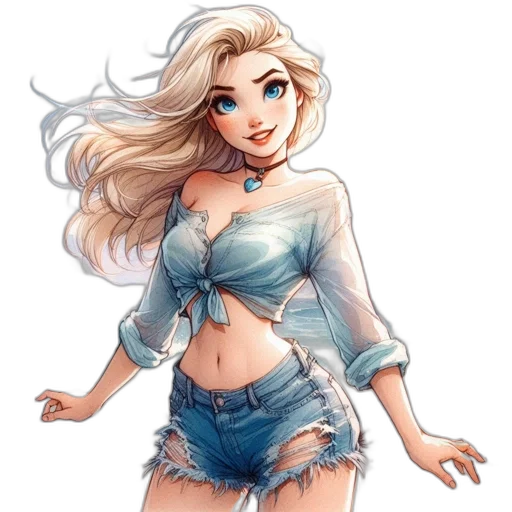 dress, staff, fantasy art, concept art, pixel art, comic book art, blue, pastel transparent PNG cut-out