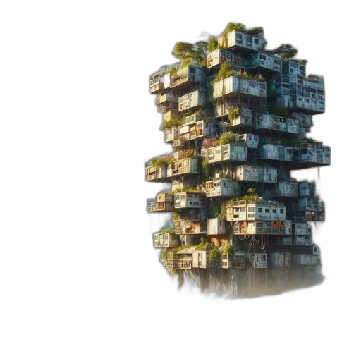 building, robot, furniture, 3d render, concept art, cyberpunk, city street, earth tones transparent PNG cut-out