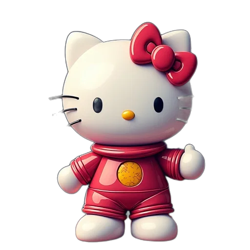 robot, 3d render, concept art, pixel art, cartoon, hello, kitty, space transparent PNG cut-out