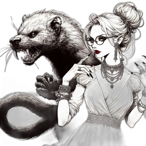 creature, concept art, fantasy art, comic book art, cartoon, monochrome, dark, elegant transparent PNG cut-out