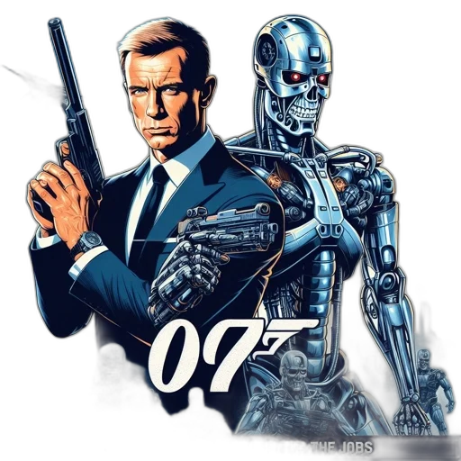 robot, weapon, comic book art, concept art, cyberpunk, poster, displays, blend transparent PNG cut-out