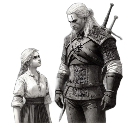 sword, concept art, fantasy art, pencil sketch, comic book art, snow, monochrome, illustration transparent PNG cut-out