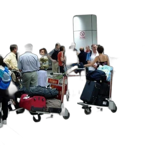 staff, furniture, concept art, 3d render, group, people, airport, luggage transparent PNG cut-out