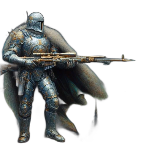 weapon, robot, sword, staff, concept art, fantasy art, comic book art, watercolor transparent PNG cut-out