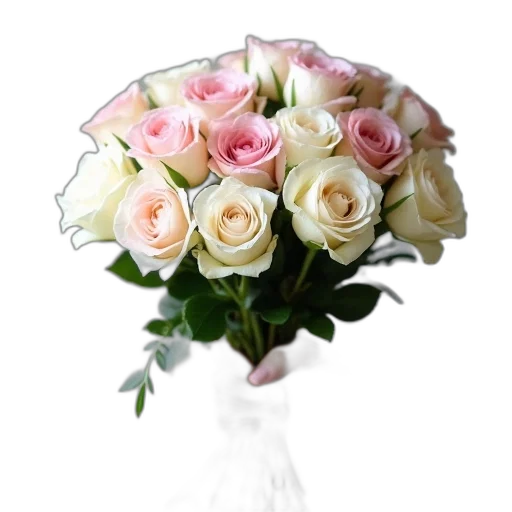 flower, 3d render, photorealistic, pastel, hand, holding, bouquet, white transparent PNG cut-out