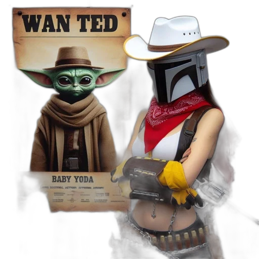 mask, concept art, character, cowboy, outfit, wanted, poster, baby transparent PNG cut-out