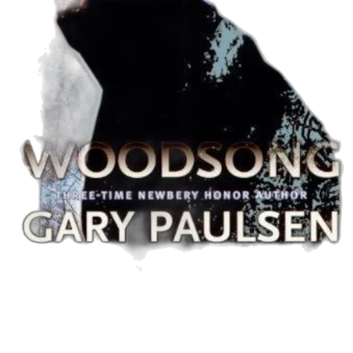 photorealistic, cover, woodsong, gary, paulsen, features, silhouette, against transparent PNG cut-out