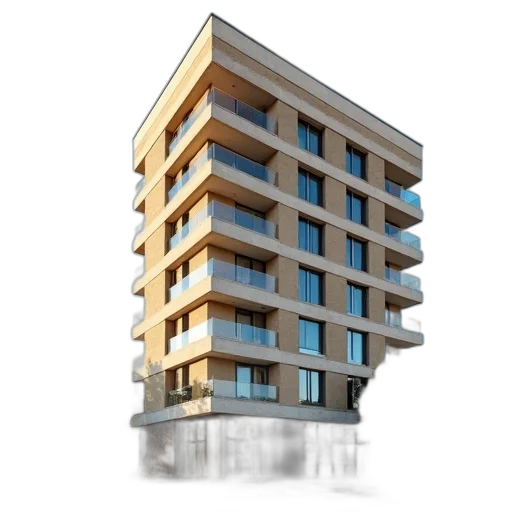 building, 3d render, photorealistic, concept art, modern, apartment, flat, roof transparent PNG cut-out