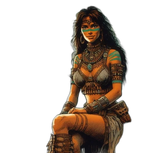 fantasy art, concept art, comic book art, photorealistic, woman, wears, traditional, attire transparent PNG cut-out
